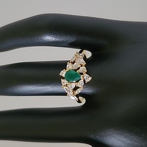 Natural Green Agate .925 Sterling Silver Ring Size 7.75